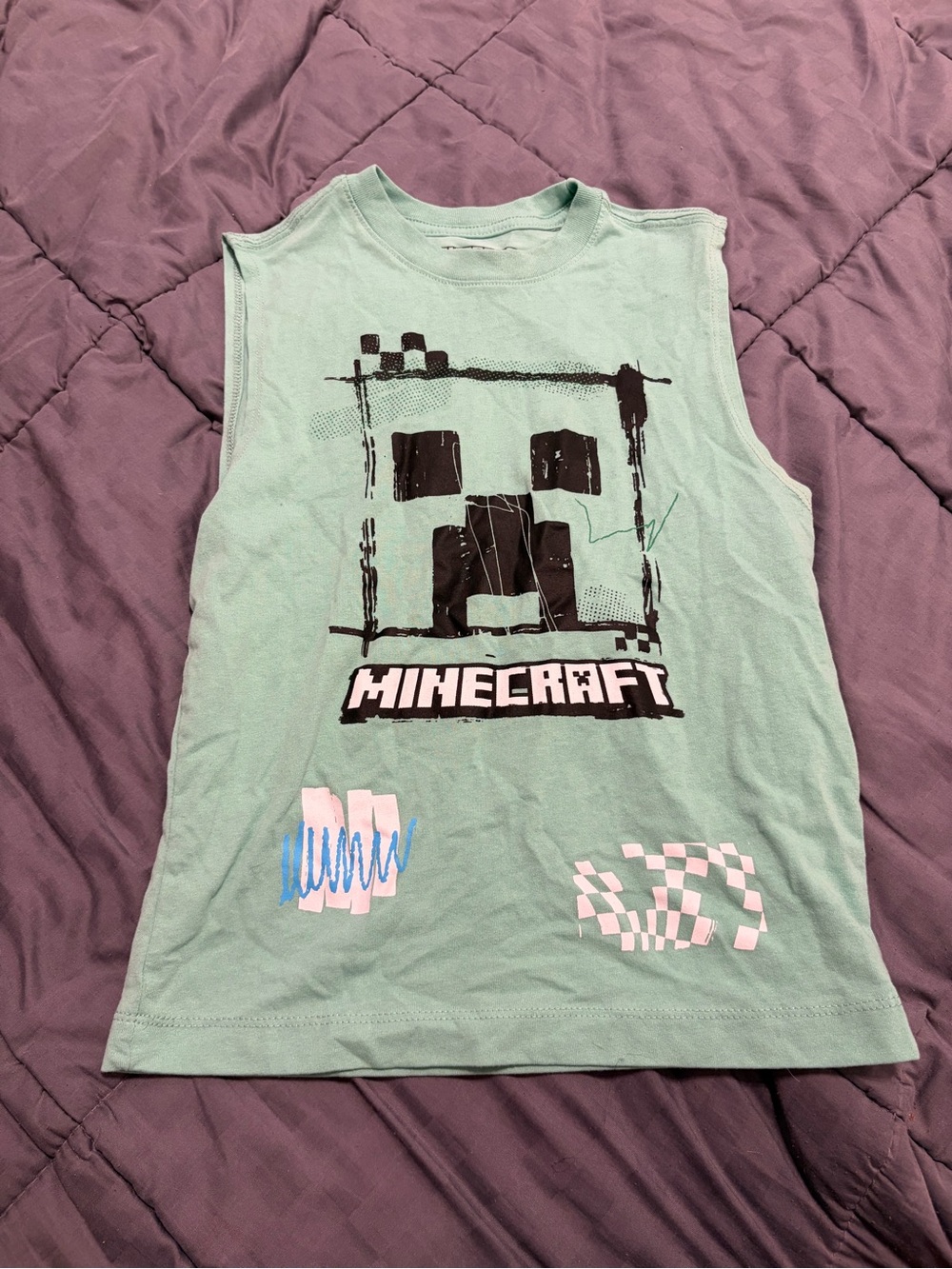 Minecraft Mint Green Graphic Tank Top for Kids